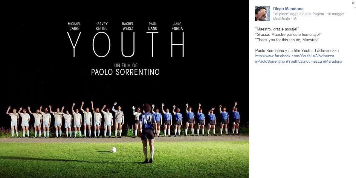 Youth: Maradona ringrazia Sorrentino