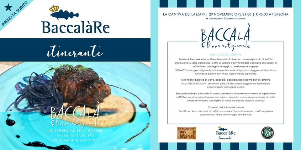 BaccalàRe Itinerante - La Cantina Dei Lazzari mercoledì 29 novembre ore 21,00