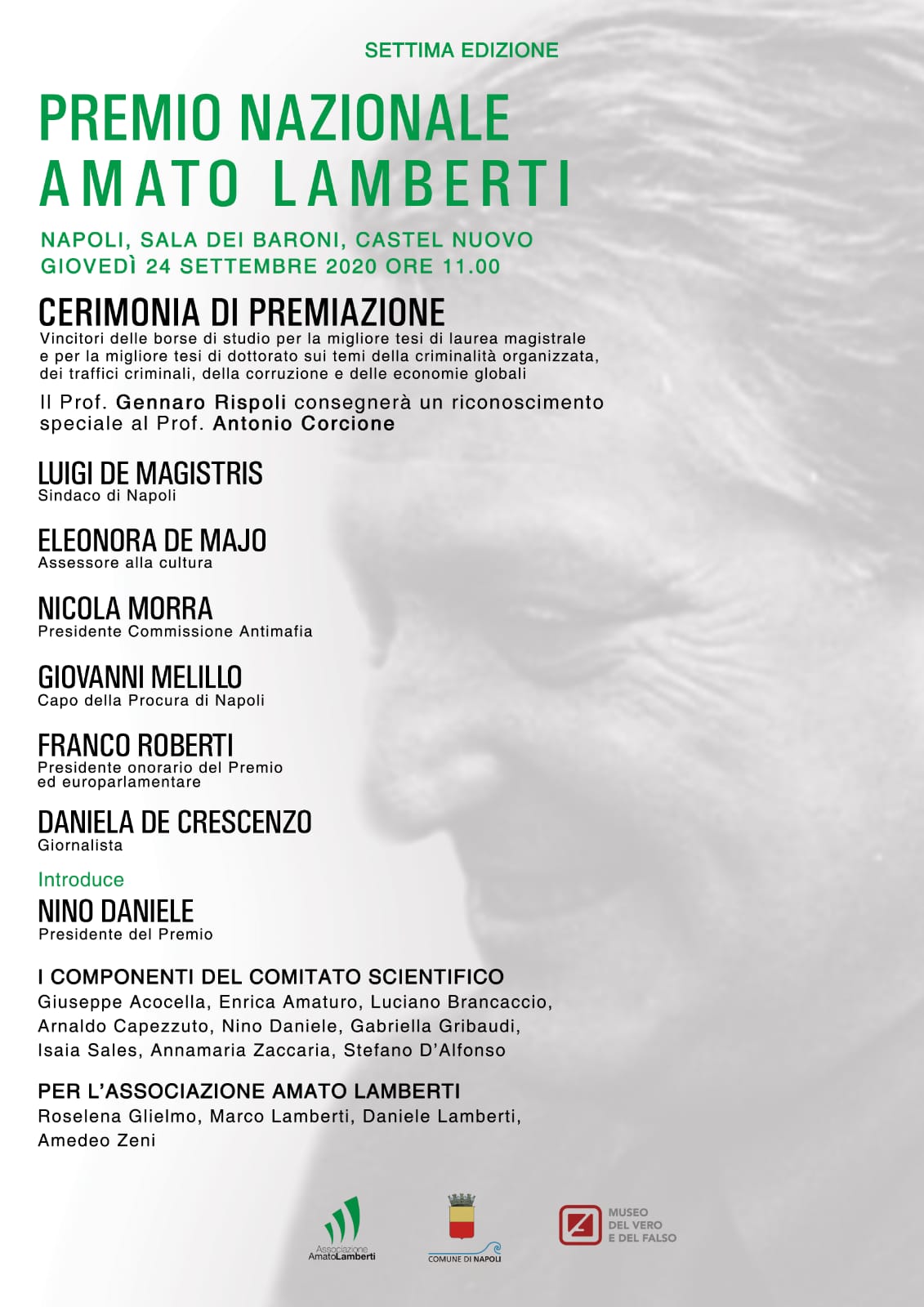 Premio Nazionale "Amato Lamberti": giovedì 24 settembre la premiazione al Maschio Angioino