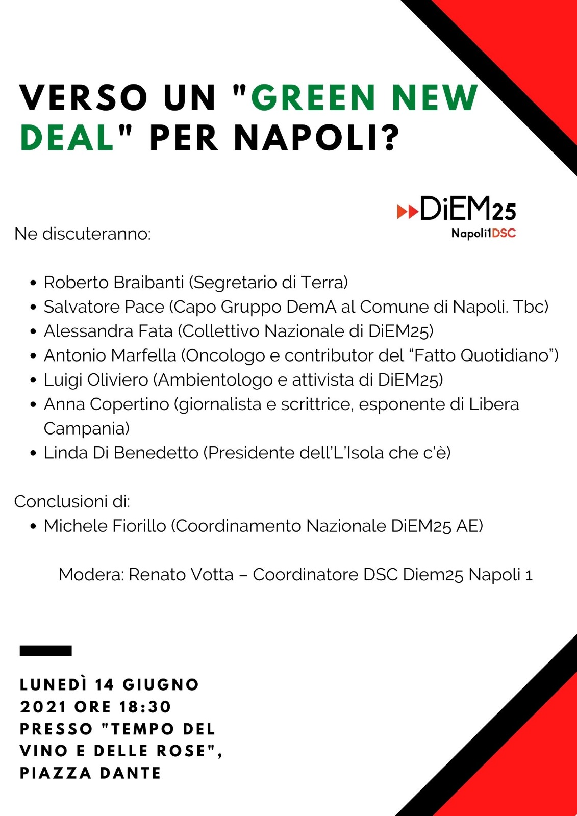 DiEM25, incontro "Verso un Green New Deal per Napoli?"