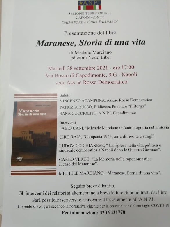 Presentazione del libro “Maranese, storia di una vita” presso l'associazione Rosso Democratico