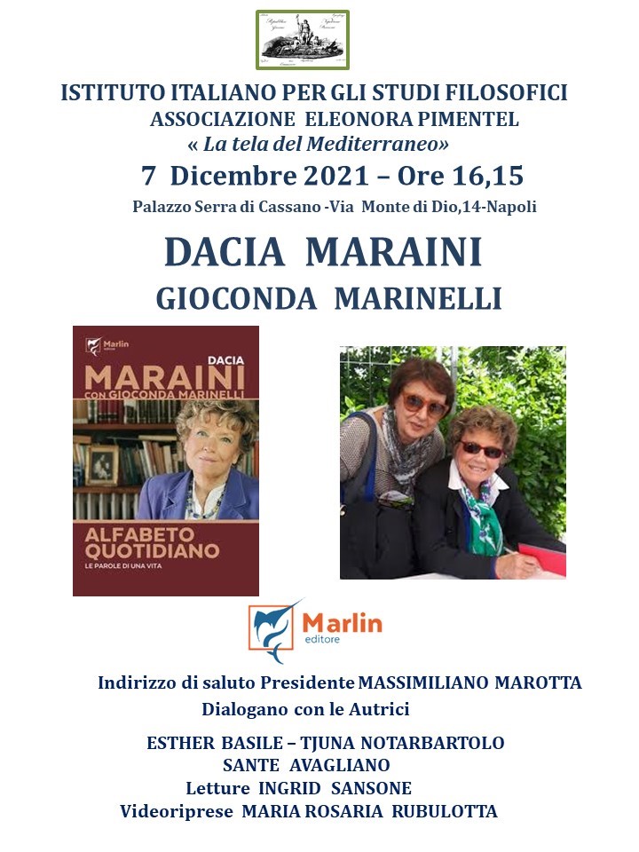 Dacia Maraini presenta il suo Alfabeto quotidiano il 7 dicembre a Napoli