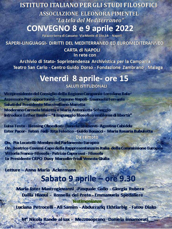 La Tela del Mediterraneo: convegno 8 e 9 aprile