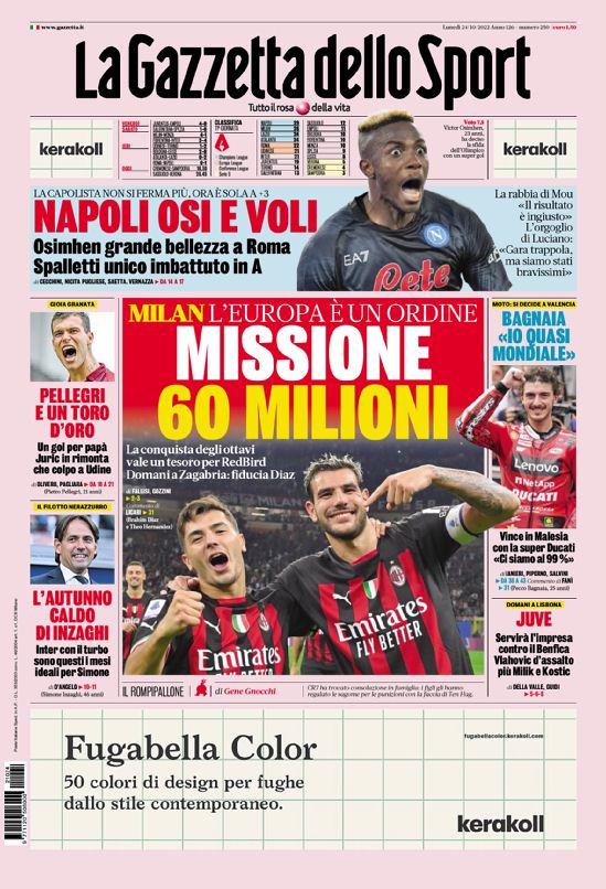 La Gazzetta continua a snobbare il Napoli: la vittoria di Roma finisce a pagina 12