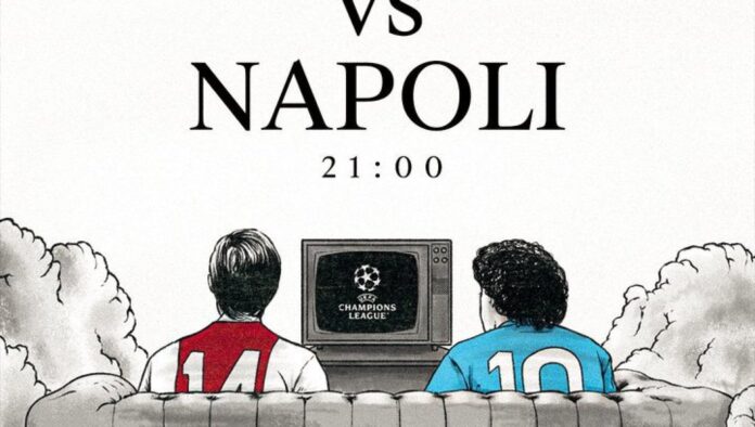 Ajax-Napoli, l'omaggio social a Cruijff e Maradona che guardano la partita insieme