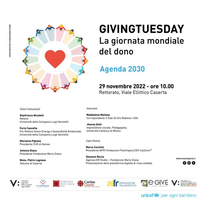 Università “Luigi Vanvitelli” di Caserta, giornata Mondiale del Dono “Givingtuesday