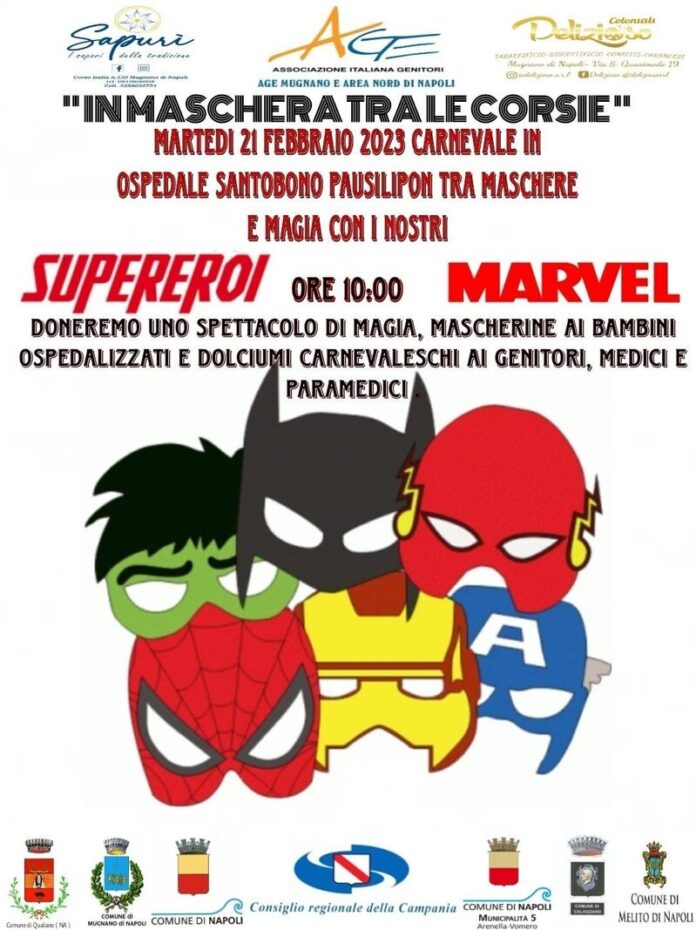 Carnevale con i supereroi al Santobono-Pausillipon, in 