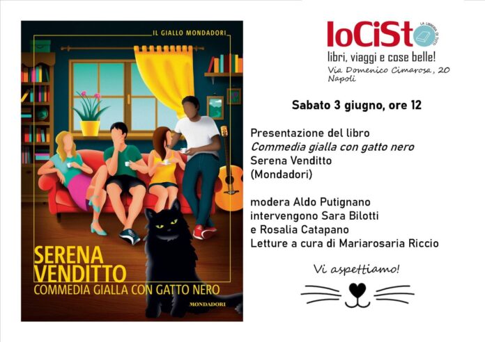IoCiSto, 3 giugno presentazione del libro “Commedia gialla con gatto nero” di Serena Venditto
