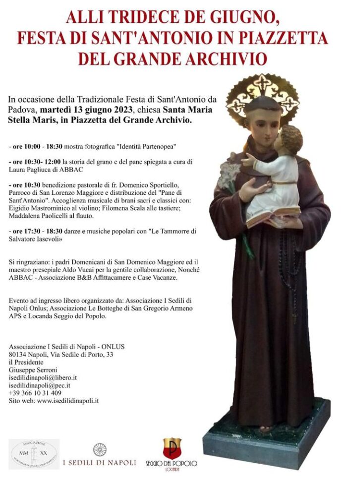 Per la Festa di Sant’Antonio da Padova in Piazzetta del Grande Archivio distribuzione del pane benedetto di S. Antonio