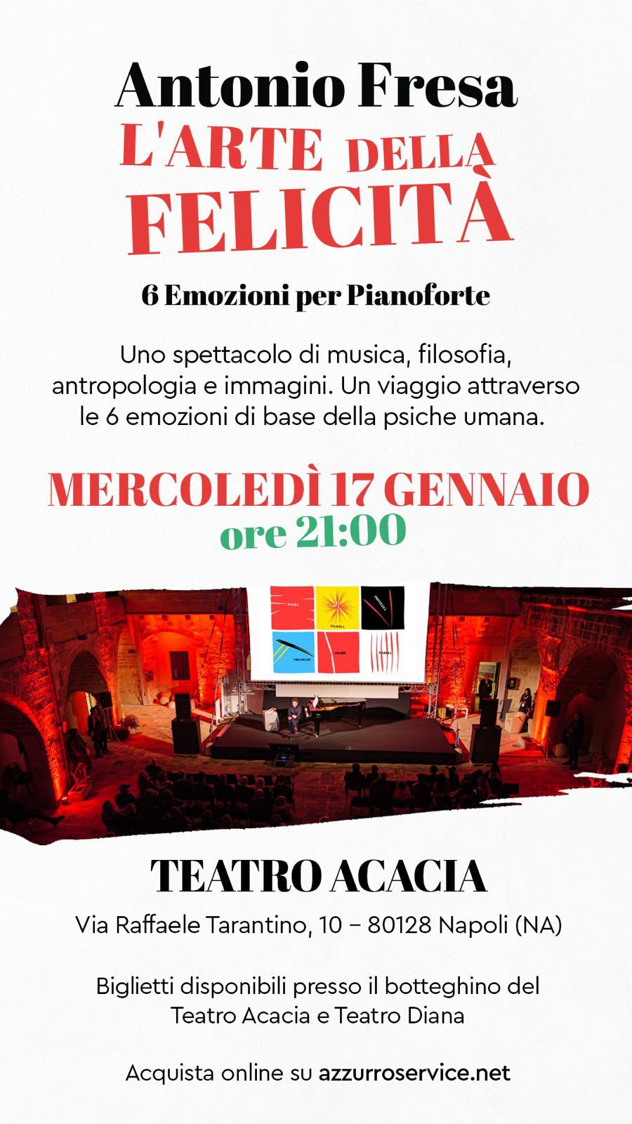 Teatro Acacia, si presenta mercoledì 17 gennaio "L'Arte della Felicità" di Aldo Masullo