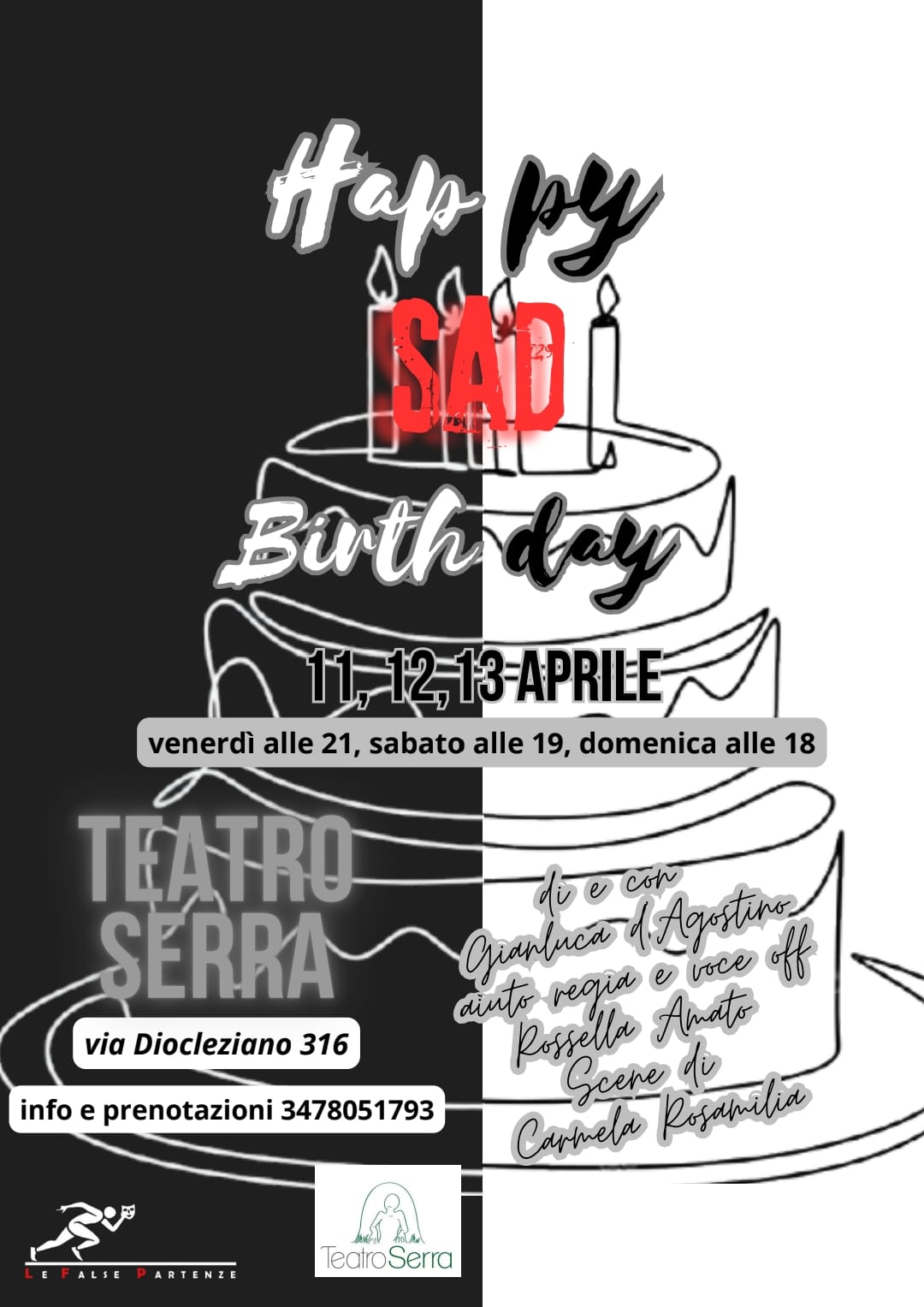 Gianluca d’Agostino debutta al Teatro Serra di Napoli con “Happy Sad Birthday” storia sulla dipendenza da social media. Aiuto regia Rossella Amato.