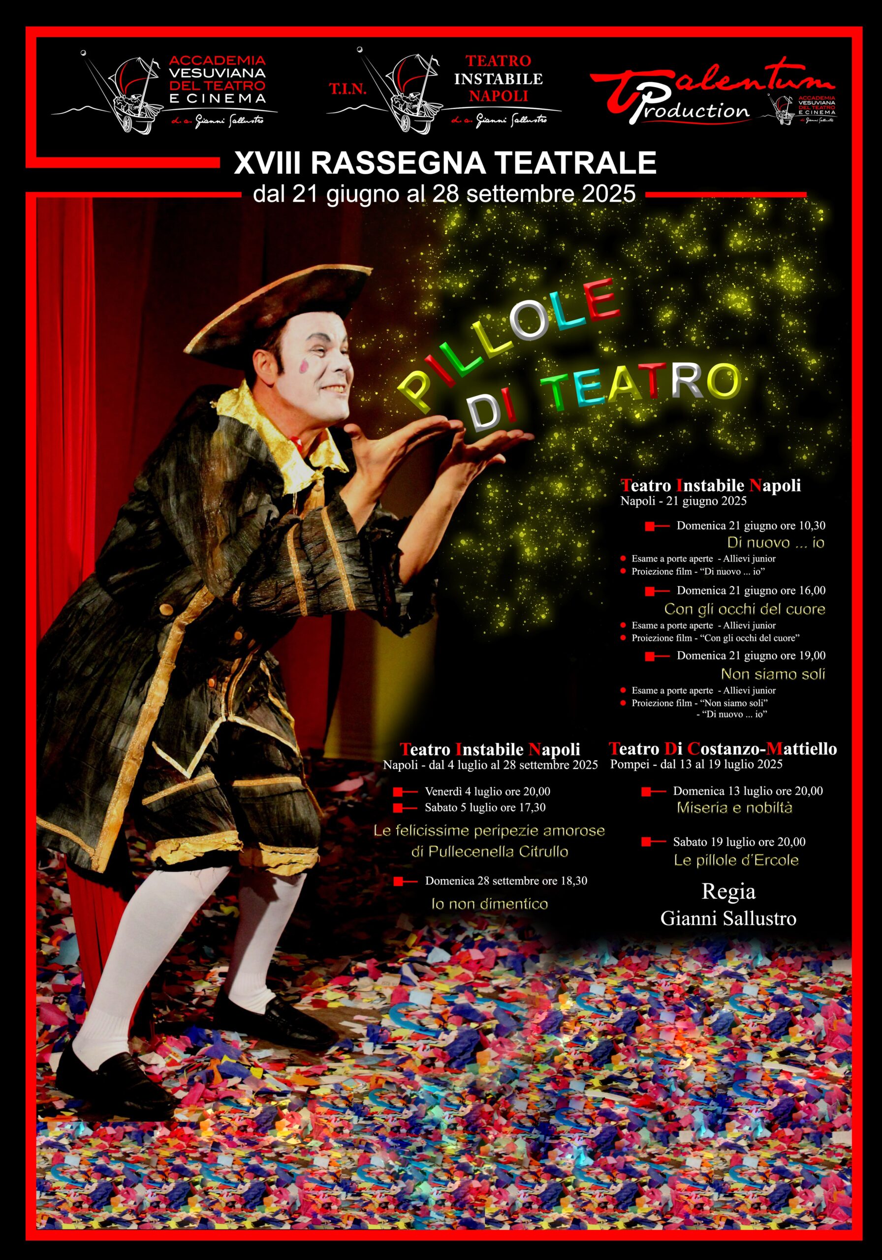 Sette spettacoli, tra Napoli e Pompei, per "Pillole di Teatro"