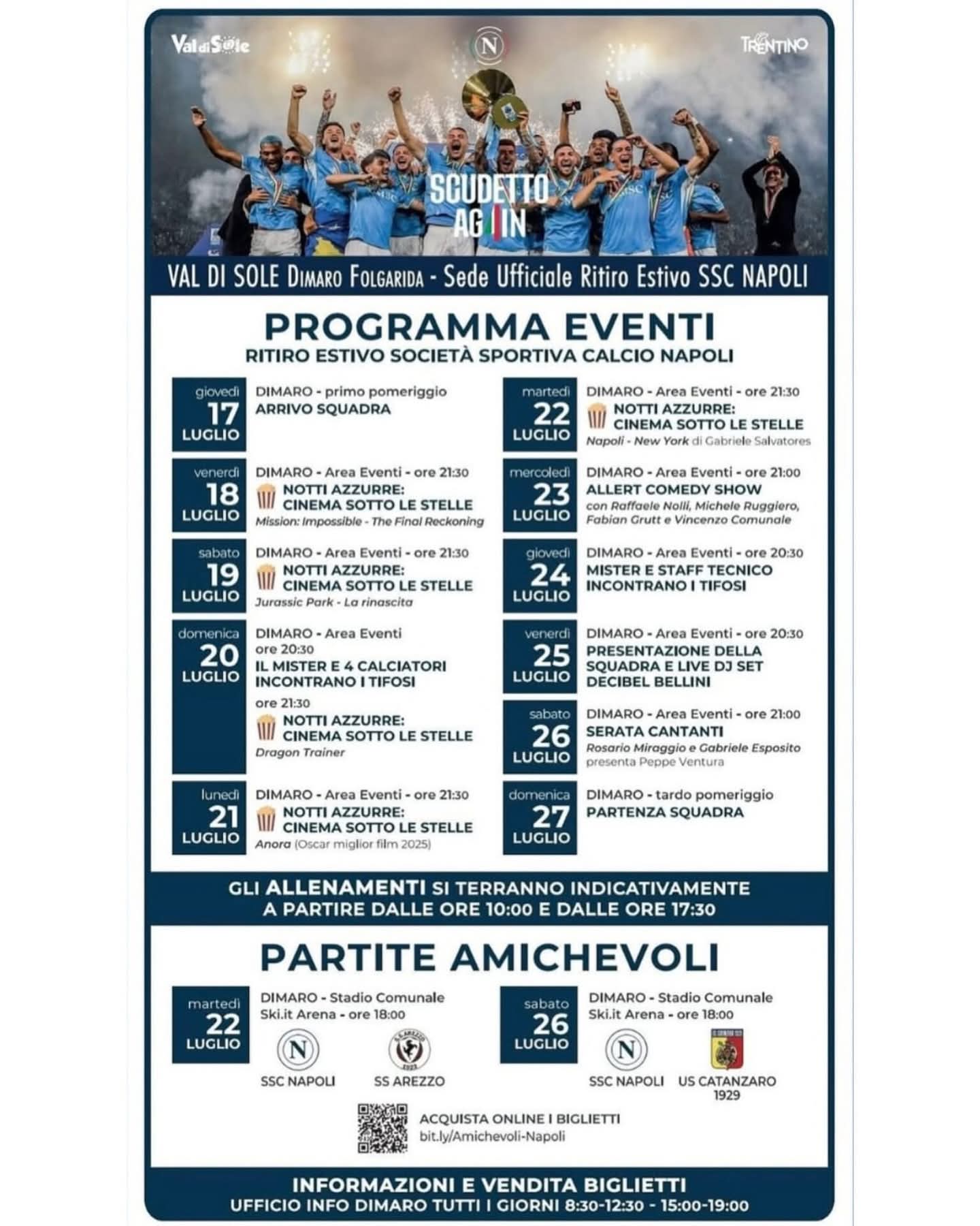 Napoli in ritiro a Dimaro: il programma completo degli eventi