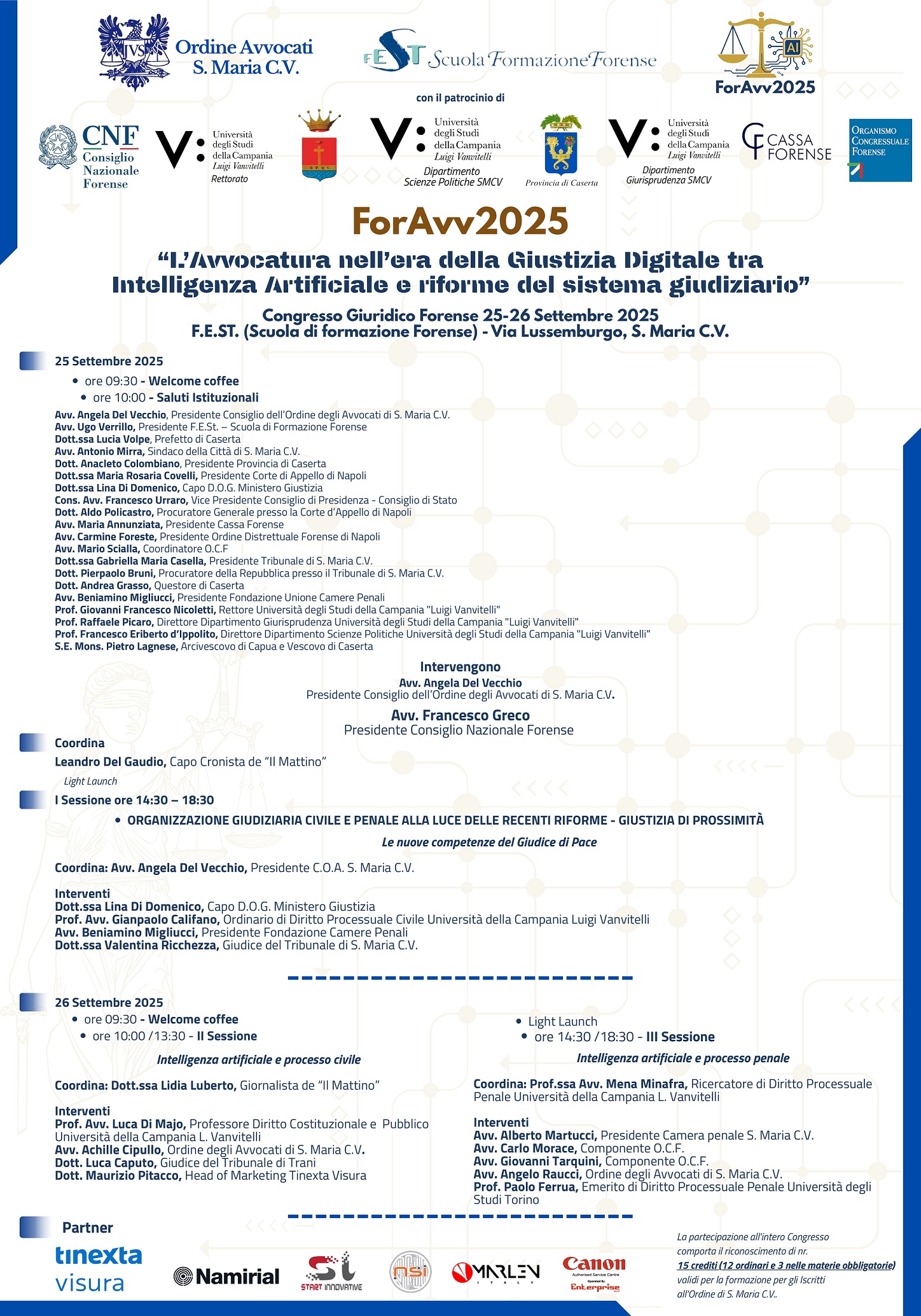 Giustizia digitale e riforme: il Congresso dell’Avvocatura a Santa Maria Capua Vetere il 25 e 26 settembre 2025