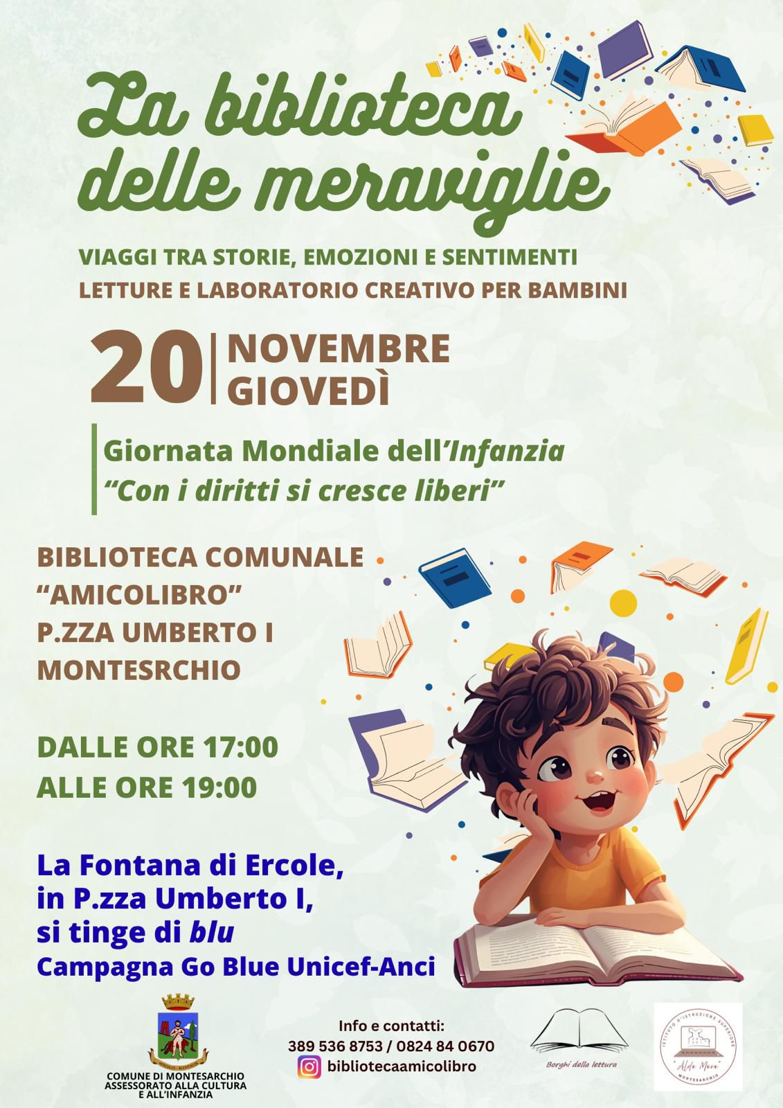 “La Biblioteca delle Meraviglie” – Letture e laboratorio creativo per la Giornata Mondiale dei diritti dell’Infanzia e dell’adolescenza
