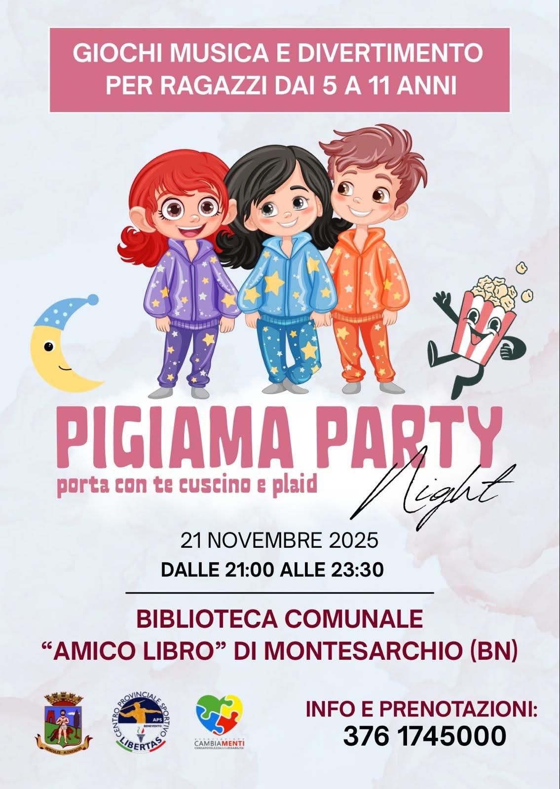 “Pigiama Party Night” alla Biblioteca Comunale: giochi, musica e divertimento per bambini