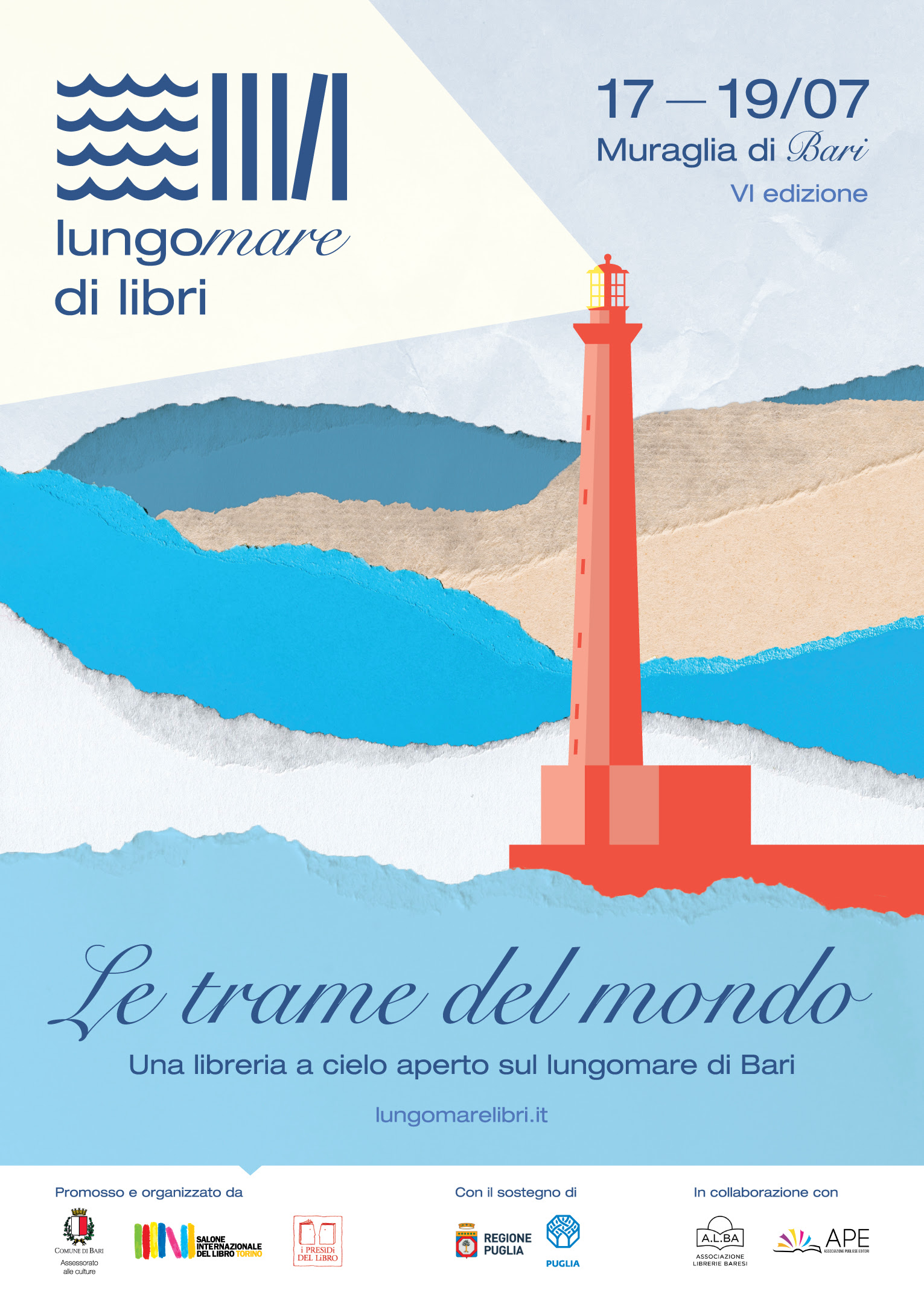 La VI edizione di LUNGOMARE DI LIBRI a Bari in programma da venerdì 17 a domenica 19 luglio