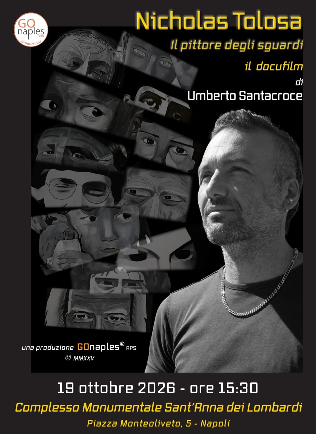 Arte, cinema e Servizio Civile: alo Complesso Monumentale Sant’Anna dei Lombardi un incontro con l’artista Nicholas Tolosa e il regista Umberto Santacroce